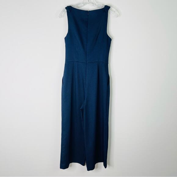 Trina Turk blue bow preppy dressy cropped designer jumpsuit small - Picture 6 of 7